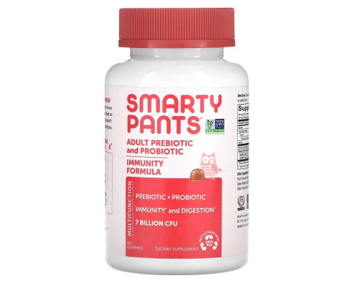 SmartyPants, Adult Prebiotic and Probiotic, Strawberry Creme, 7 Billion CFU, 60 Gummies SmartyPants, Adult Prebiotic and Probiotic, Strawberry Creme, 7 Billion CFU, 60 Gummies