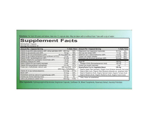 SmartyPants, Men's 50+ Multi, 30 Vegetarian Capsules SmartyPants, Men's 50+ Multi, 30 Vegetarian Capsules