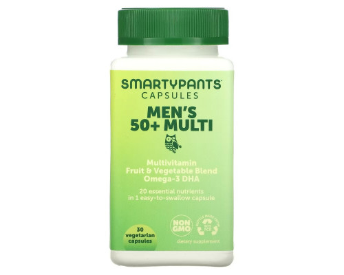 SmartyPants, Men's 50+ Multi, 30 Vegetarian Capsules SmartyPants, Men's 50+ Multi, 30 Vegetarian Capsules