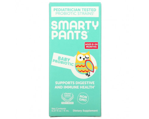 Детское здоровье SmartyPants, Детский пробиотик, 0–24 месяца, без добавок, 8 мл (0,27 жидк. Унции) Детское здоровье SmartyPants, Детский пробиотик, 0–24 месяца, без добавок, 8 мл (0,27 жидк. Унции)