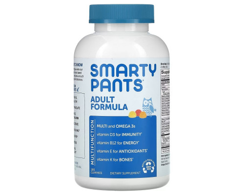 SmartyPants Комплекс мультивитаминов для взрослых + Омега 3 + Витамин D 180 Вкусных Жевательных Мармеладок
