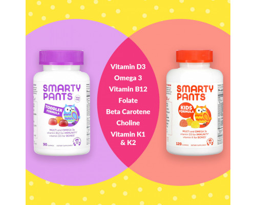 SmartyPants, Kids Complete Multivitamin с рыбьим жиром, содержащим омега-3 кислотами, витаминами D3 и B12, 120 жевательных конфет