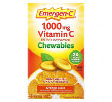Витамин C Emergen-C, Жевательные таблетки с витамином C, апельсиновый сок, 500 мг, 40 жевательных таблеток