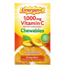 Витамин C Emergen-C, Жевательные таблетки с витамином C, апельсиновый сок, 500 мг, 40 жевательных таблеток
