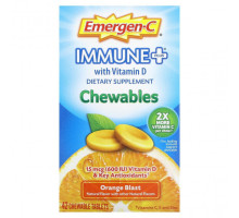 БАДы для укрепления иммунитета Emergen-C, Immune Plus, с витамином D, апельсиновый сок, 42 жевательные таблетки