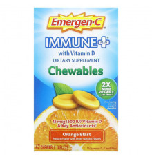 БАДы для укрепления иммунитета Emergen-C, Immune Plus, с витамином D, апельсиновый сок, 42 жевательные таблетки