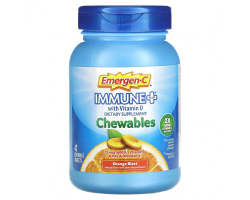 БАДы для укрепления иммунитета Emergen-C, Immune Plus, с витамином D, апельсиновый сок, 42 жевательные таблетки БАДы для укрепления иммунитета Emergen-C, Immune Plus, с витамином D, апельсиновый сок, 42 жевательные таблетки