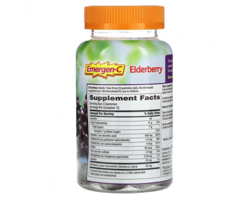 Фрукты и ягоды Emergen-C, Бузина`` 36 жевательных таблеток Фрукты и ягоды Emergen-C, Бузина`` 36 жевательных таблеток