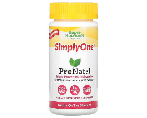 Super Nutrition, SimplyOne, PreNatal, Triple Power Multivitamins, 30 Tablets Super Nutrition, SimplyOne, PreNatal, Triple Power Multivitamins, 30 Tablets