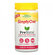 Super Nutrition, Simply One, пренататльные, тройные мощные мультивитамины, 90 таблеток