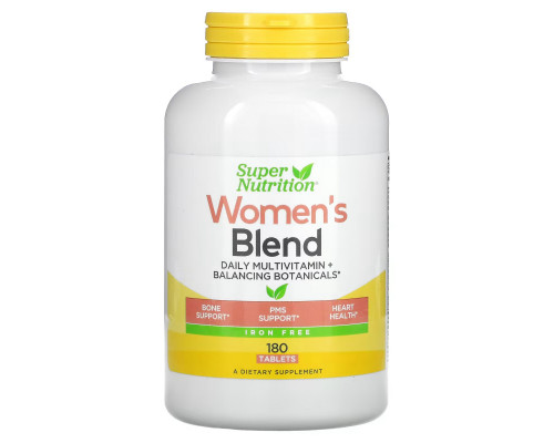 Super Nutrition, Women's Blend, Daily Multivitamin Plus Balancing Botanicals, Iron Free, 180 Tablets Super Nutrition, Women's Blend, Daily Multivitamin Plus Balancing Botanicals, Iron Free, 180 Tablets