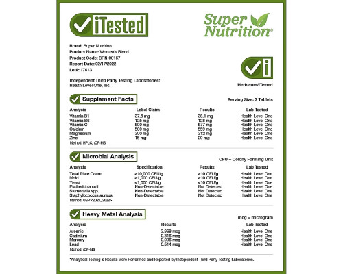Super Nutrition, Women's Blend, Daily Multivitamin Plus Balancing Botanicals, Iron Free, 180 Tablets Super Nutrition, Women's Blend, Daily Multivitamin Plus Balancing Botanicals, Iron Free, 180 Tablets