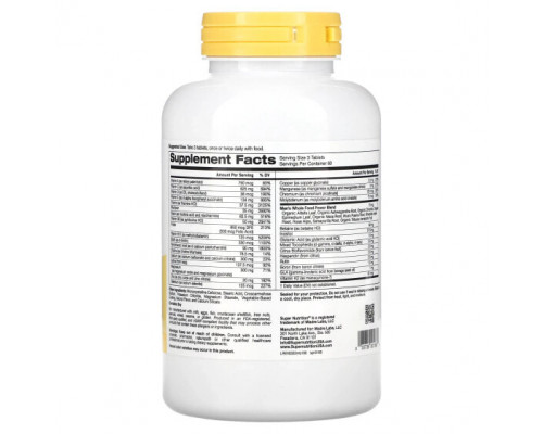 Мужское здоровье Men's Blend, Antioxidant-Rich Multivitamin Plus Whole Food Power Blend, Iron Free, 180 Tablets Мужское здоровье Men's Blend, Antioxidant-Rich Multivitamin Plus Whole Food Power Blend, Iron Free, 180 Tablets