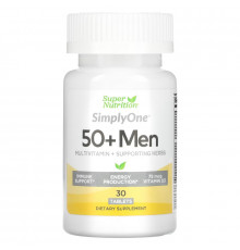 Super Nutrition, SimplyOne, Men’s 50+ Multivitamin with Supporting Herbs, 30 Tablets