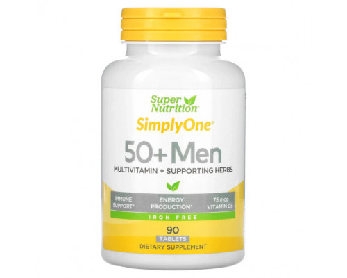 Мужское здоровье SimplyOne, Men's 50+ Multivitamin with Supporting Herbs, Iron Free, 90 Tablets Мужское здоровье SimplyOne, Men's 50+ Multivitamin with Supporting Herbs, Iron Free, 90 Tablets