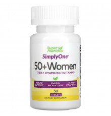 Super Nutrition, SimplyOne, мультивитаминная добавка тройного действия для женщин старше 50 лет, 30 таблеток
