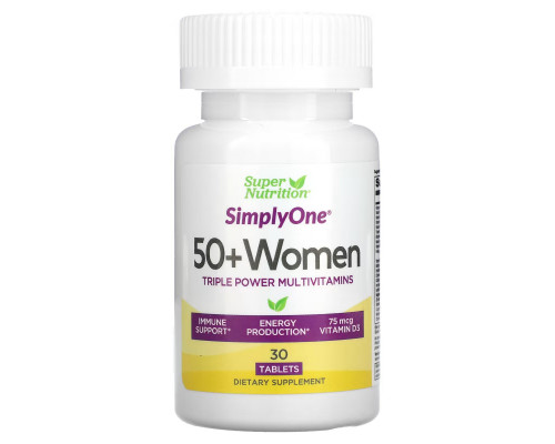 Super Nutrition, SimplyOne, мультивитаминная добавка тройного действия для женщин старше 50 лет, 30 таблеток Super Nutrition, SimplyOne, мультивитаминная добавка тройного действия для женщин старше 50 лет, 30 таблеток