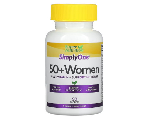 Super Nutrition, SimplyOne, 50+ Women, Multivitamin + Supporting Herbs, 90 Tablets Super Nutrition, SimplyOne, 50+ Women, Multivitamin + Supporting Herbs, 90 Tablets