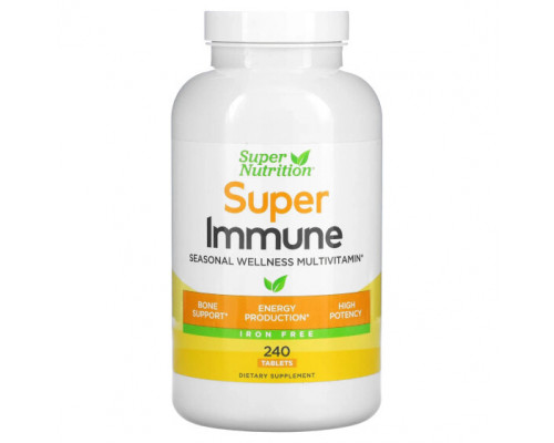 Витаминно-минеральные комплексы Super Immune, Immune-Strengthening Multivitamin with Glutathione, Iron-Free, 240 Tablets Витаминно-минеральные комплексы Super Immune, Immune-Strengthening Multivitamin with Glutathione, Iron-Free, 240 Tablets