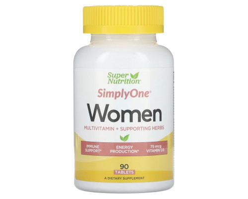Super Nutrition, SimplyOne, Women’s Multivitamin + Supporting Herbs, 90 Tablets Super Nutrition, SimplyOne, Women’s Multivitamin + Supporting Herbs, 90 Tablets