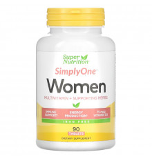 Super Nutrition, SimplyOne, Women’s Multivitamin + Supporting Herbs, Iron-Free, 90 Tablets