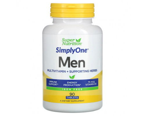 Мужское здоровье SimplyOne, Men’s Multivitamin + Supporting Herbs, Iron Free, 90 Tablets Мужское здоровье SimplyOne, Men’s Multivitamin + Supporting Herbs, Iron Free, 90 Tablets