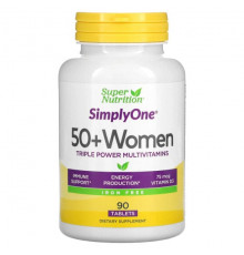 Витаминно-минеральные комплексы SimplyOne, Women’s 50+ Triple Power Multivitamins, Iron Free, 90 Tablets