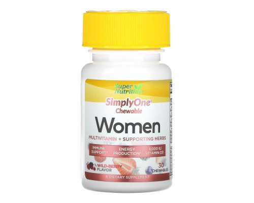 Super Nutrition, SimplyOne, Women Triple Power Multivitamin, Wild-Berry Flavor, 30 Chewable Tablets Super Nutrition, SimplyOne, Women Triple Power Multivitamin, Wild-Berry Flavor, 30 Chewable Tablets
