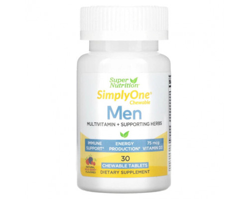 Мужское здоровье SimplyOne, Men’s Multivitamin + Supporting Herbs, Wild-Berry, 30 Chewable Tablets Мужское здоровье SimplyOne, Men’s Multivitamin + Supporting Herbs, Wild-Berry, 30 Chewable Tablets