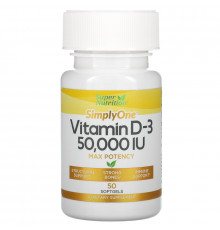 Super Nutrition, Simply One, Vitamin D-3, 50,000 IU, 50 Softgels