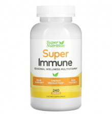 БАДы для укрепления иммунитета Super Nutrition, Super Immune, мультивитаминный комплекс с глутатионом для укрепления иммунитета, 240 таблеток