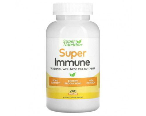 БАДы для укрепления иммунитета Super Nutrition, Super Immune, мультивитаминный комплекс с глутатионом для укрепления иммунитета, 240 таблеток БАДы для укрепления иммунитета Super Nutrition, Super Immune, мультивитаминный комплекс с глутатионом для укрепления иммунитета, 240 таблеток