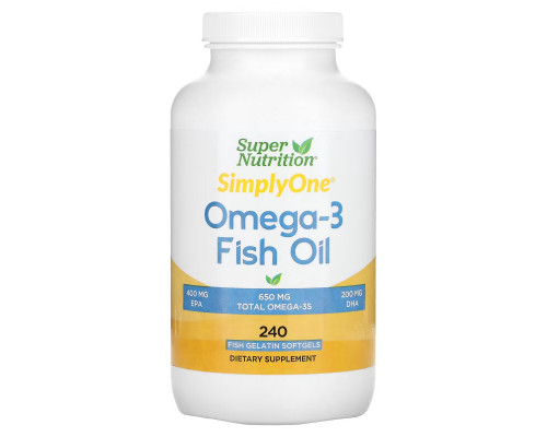 Super Nutrition, рыбий жир с омега-3, 1000 мг, 240 капсул из рыбьего желатина Super Nutrition, рыбий жир с омега-3, 1000 мг, 240 капсул из рыбьего желатина