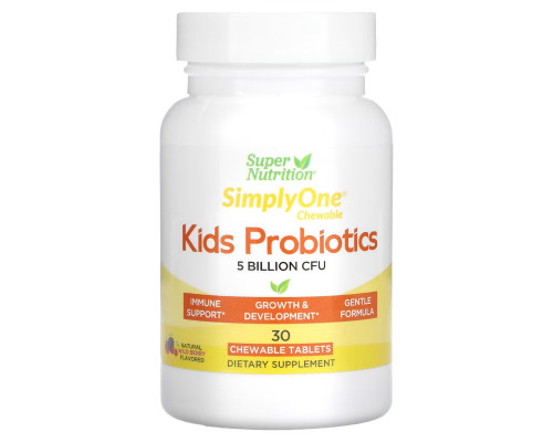 Super Nutrition, Kid’s Probiotics, Wild Berry Flavor, 5 Billion CFU, 30 Chewable Tablets