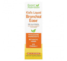 Детское здоровье Super Nutrition, Kid's Liquid Bronchial Ease, без спирта, вишня, 30 мл (1 жидк. унция)