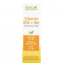 Super Nutrition, Vitamin B12 + B6 with Folic Acid, 1 fl oz (30 ml)