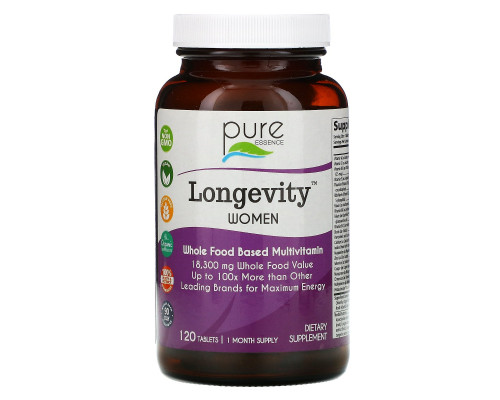Pure Essence Longevity анти-возрастные мультивитамины для женщин 120 таблеток Pure Essence Longevity анти-возрастные мультивитамины для женщин 120 таблеток
