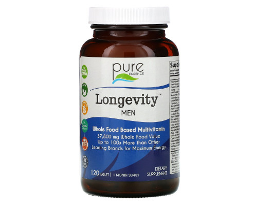 Pure Essence Longevity Антивозрастной мультивитамин мужская формула 120 таблеток Pure Essence Longevity Антивозрастной мультивитамин мужская формула 120 таблеток