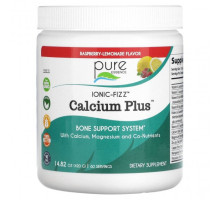 Кальций Pure Essence, Ionic-Fizz Calcium Plus, со вкусом малинового лимонада, 420 г (14,82 унции)