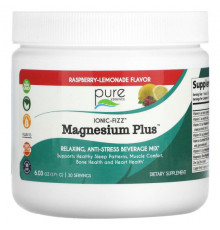 Магний Pure Essence, Ionic-Fizz, Magnesium Plus, малиновый лимонад, 171 г (6,03 унции)