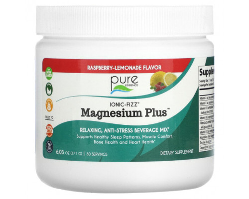Магний Pure Essence, Ionic-Fizz, Magnesium Plus, малиновый лимонад, 171 г (6,03 унции) Магний Pure Essence, Ionic-Fizz, Magnesium Plus, малиновый лимонад, 171 г (6,03 унции)