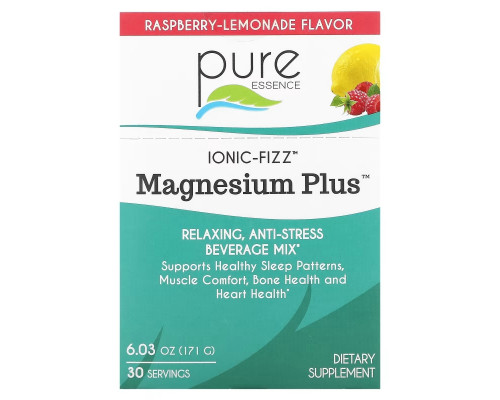 Pure Essence, Ionic-Fizz, Magnesium Plus, Raspberry Lemonade, 30 Packets, 0.2 oz (5.7 g) Each Pure Essence, Ionic-Fizz, Magnesium Plus, Raspberry Lemonade, 30 Packets, 0.2 oz (5.7 g) Each