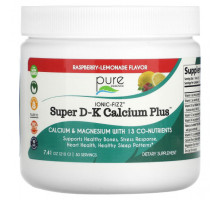 Кальций Pure Essence, Ionic-Fizz, Super DK Calcium Plus, малиновый лимонад, 210 г (7,41 унции)