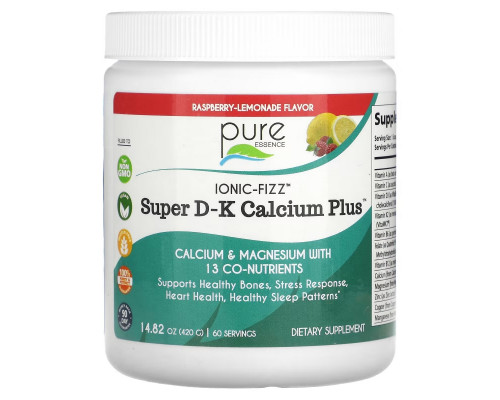 Pure Essence Ionic-Fizz Супер D-K Calcium Plus малиновый лимонад 1482 унции (420 г) Pure Essence Ionic-Fizz Супер D-K Calcium Plus малиновый лимонад 1482 унции (420 г)