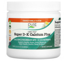 Кальций Pure Essence, Ionic-Fizz, Super DK Calcium Plus, апельсин и ваниль, 210 г (7,41 унции)