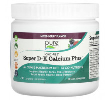 Кальций Pure Essence, Ionic-Fizz, Super DK Calcium Plus, ягодное ассорти, 210 г (7,41 унции)