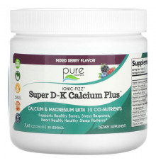 Кальций Pure Essence, Ionic-Fizz, Super DK Calcium Plus, ягодное ассорти, 210 г (7,41 унции)