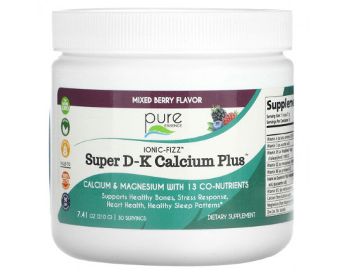 Кальций Pure Essence, Ionic-Fizz, Super DK Calcium Plus, ягодное ассорти, 210 г (7,41 унции) Кальций Pure Essence, Ionic-Fizz, Super DK Calcium Plus, ягодное ассорти, 210 г (7,41 унции)