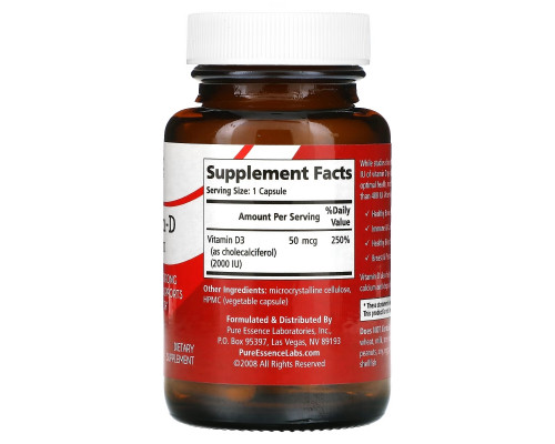 Pure Essence Vitamin-D 2000 IU 30 Veggie Caps Pure Essence Vitamin-D 2000 IU 30 Veggie Caps