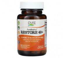 Пребиотики и пробиотики Pure Essence, PureBiotics, Restore 40+, 35 млрд, 30 веганских капсул с отсроченным высвобождением